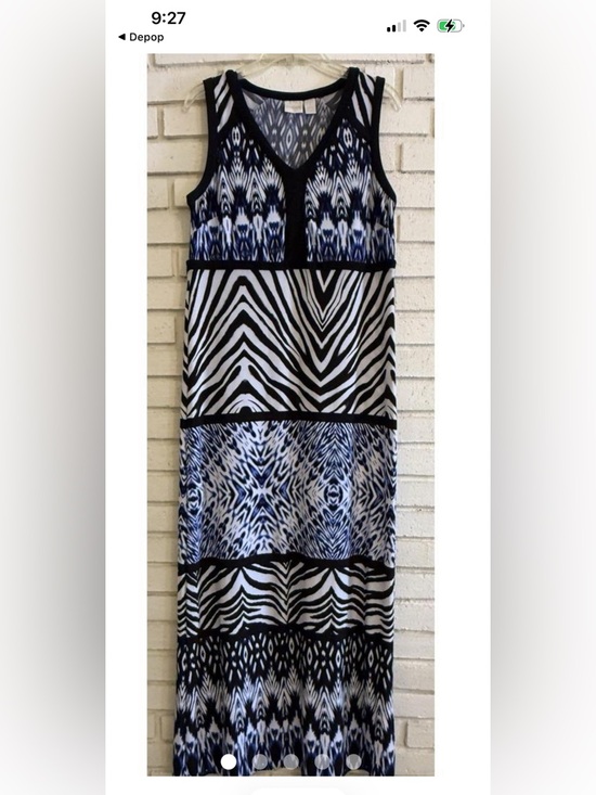 Chico's Dresses & Skirts - Elegant Blue and Black Maxi Dress Chico’s NWT with Beautiful pattern, no sleeves